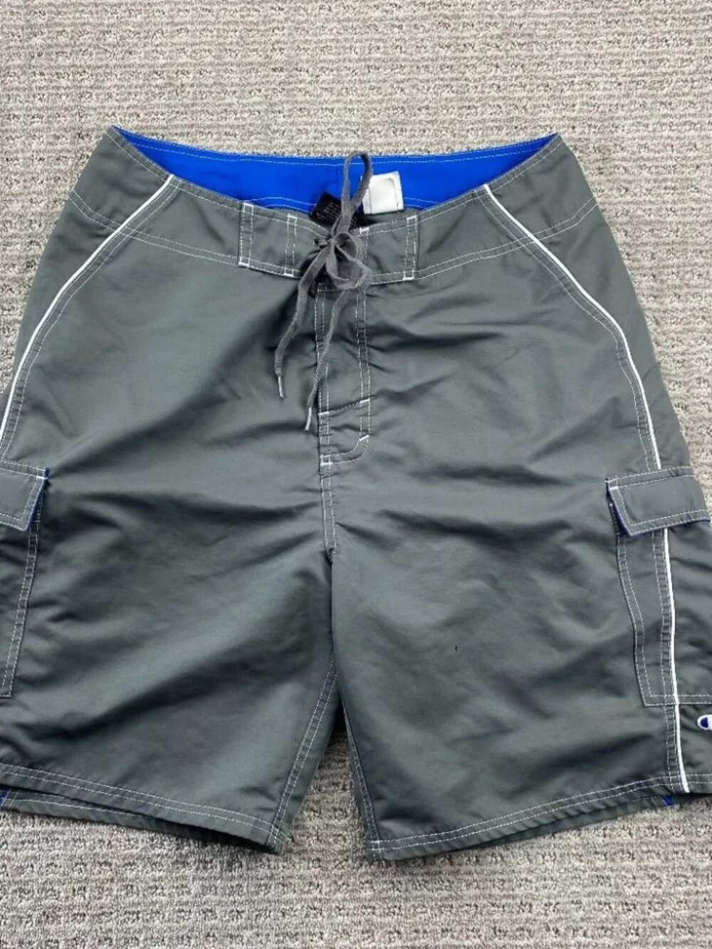 Champion Swim Trunks Men Medium M Gray Blue Bathing Suit Board Shorts